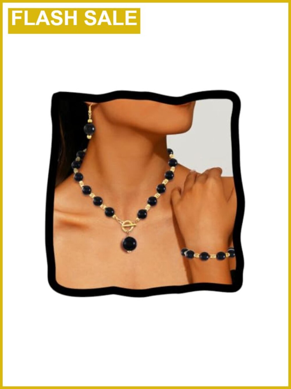 Pearl Jewelry Set 3Pc Chunky Necklace Bracelet Earrings for Women
